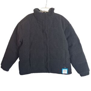 Columbia Responsible Down Teddy Bear Jacket Black Mock Neck Zipper 1X Womens